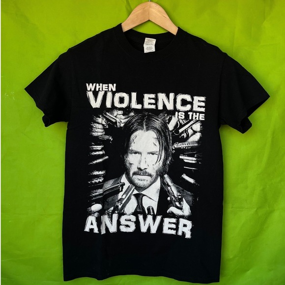 John Wick Other - John Wick Movie Tee Black Small Violence Is The Answer Keanu Reeves Shirt